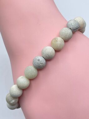 Natural Amazonite Stone Beaded Stretch Bracelet Matte Multicolor Gemstone